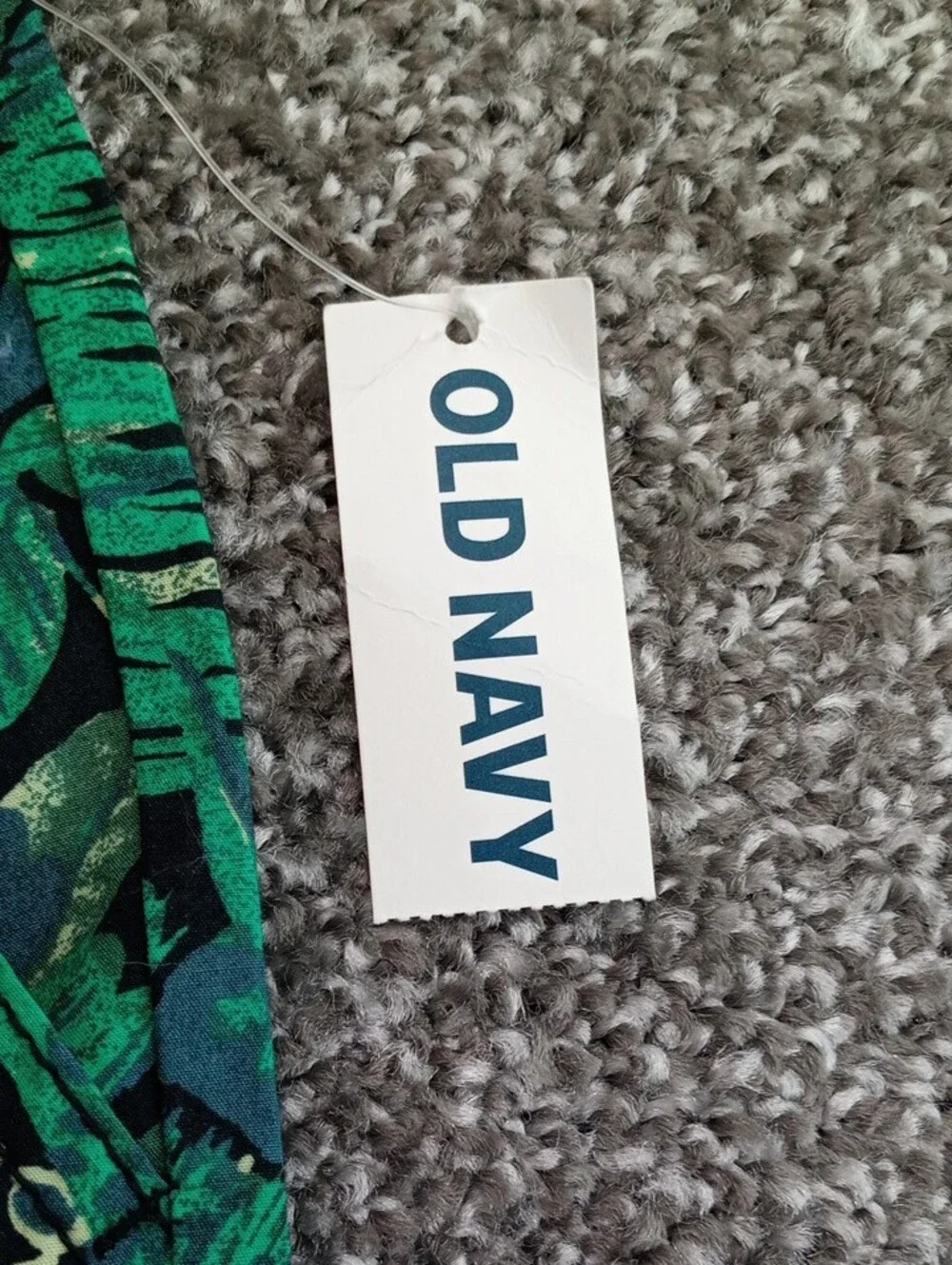 Old Navy Green Tropical Print Shorts with Black Accents